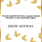 Motivational quote with gold butterflies on a white background